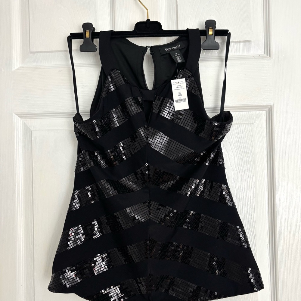 NWT WHBM  black sequin halter top - Picture 4 of 8